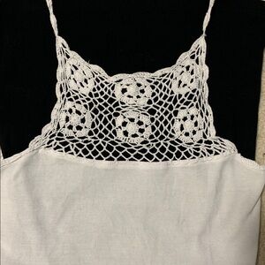 🌷3 for $25🌷La Redoute, US S, White Crochet Neckline Spaghetti Strap Tank Top